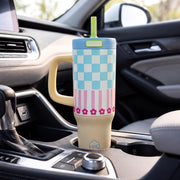1200ML Stainless Steel Tumbler with Handle & Pop-Up Lid (Printed)