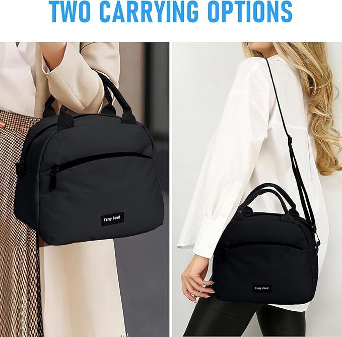 Insulated Lunch Bag for Women, Reusable Tote with Shoulder Strap