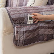 Gulnaar Series Anti-Slip Sofa Cover Mat with Pocket – Polyester Couch Protector(Warm Checks)