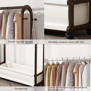 Portable Wooden Garment Rack Free-Standing Armoire-70 CM