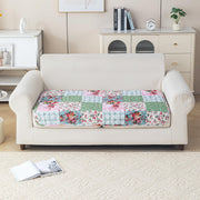 'Aura Petal Series' Quilted Sofa Mat Printed – Anti Slip (Flora Jade)