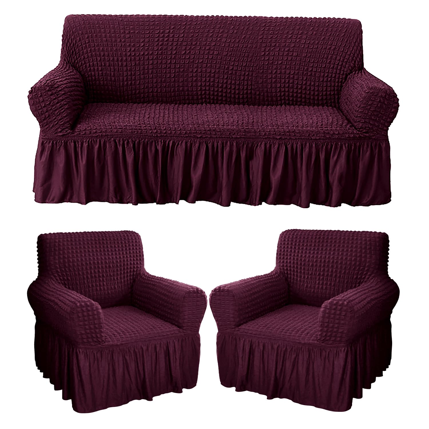 Turkish Bubble Frill Five Seater 3 + 1 + 1 Sofa Slipcovers 280 GSM