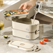 304 Stainless Steel Bento Lunch Box – Stackable, Leakproof, Microwave Safe with Insulated Case & Cutlery