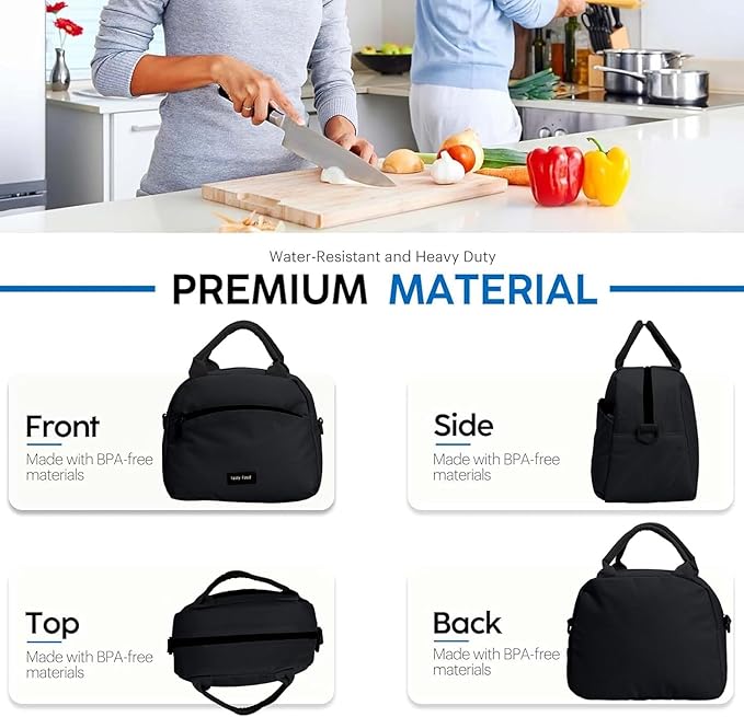 Insulated Lunch Bag for Women, Reusable Tote with Shoulder Strap