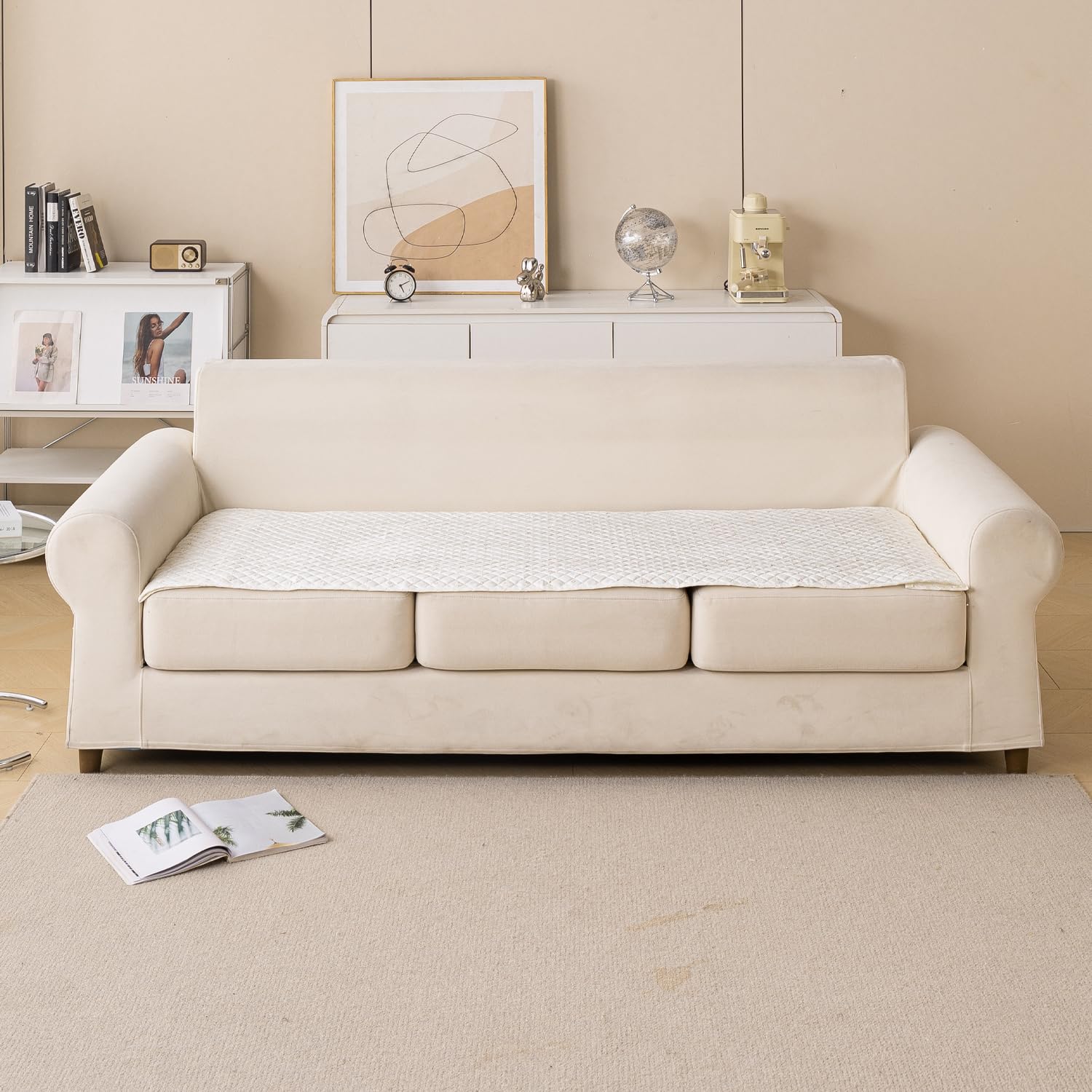 Printed Sofa Cover for Indian Sofa Set Quilted, Washable & Durable (Snowflake)