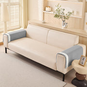 Chenille Fabric with Ball Tassels Sofa Cover Set – 3 Pcs Set (2pc Armrest Covers 50x70cm + 1pc Seat Cover) Light Grey