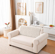 Rabbit Plush Sofa Mat Floral Design - Almond