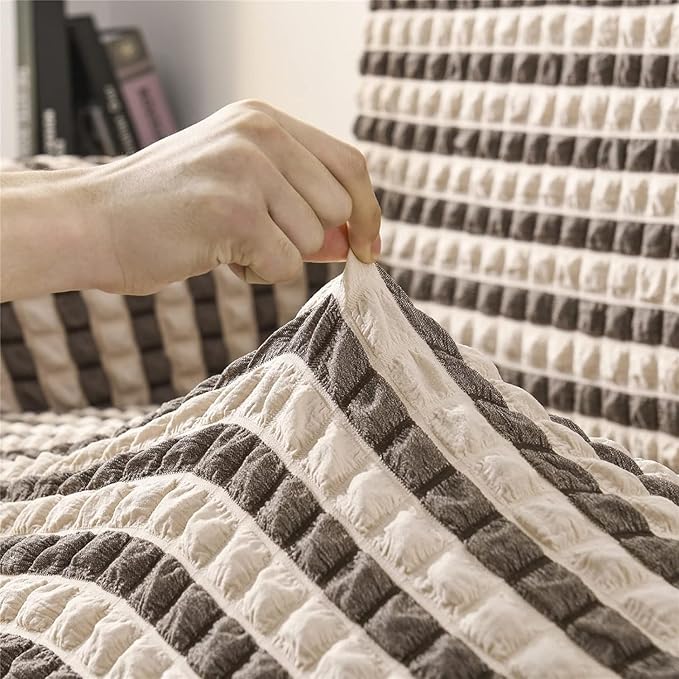 Stretch Bubble Sofa Slipcover (Grey Stripe)