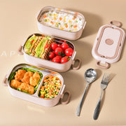 304 Stainless Steel Bento Lunch Box – Stackable, Leakproof, Microwave Safe with Insulated Case & Cutlery