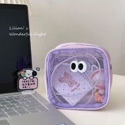 Cute Eye Mesh Cosmetic Bags-Purple