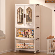 1-Layer Wardrobe with Multi Layer Folding Storage Box - White