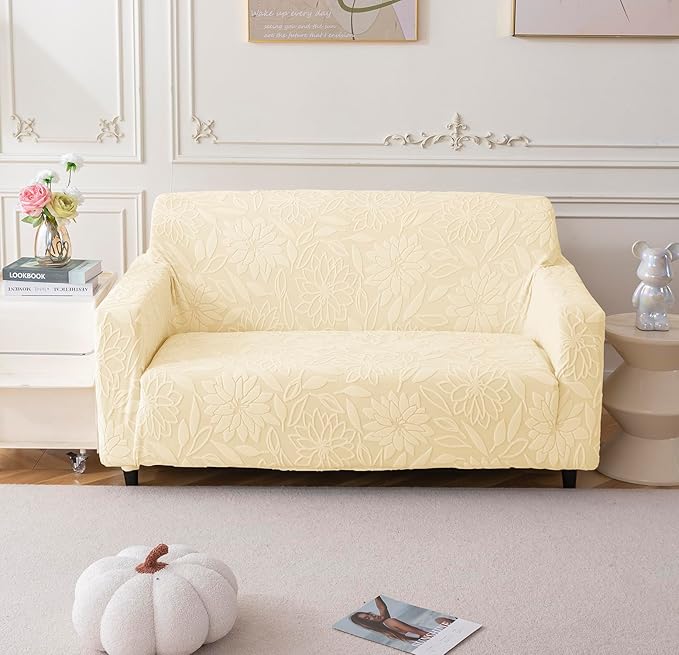 Universal Jacquard Waterproof Camellia Fabric Sofa Cover (Beige)