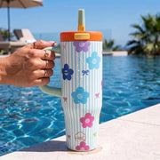 1200ML Stainless Steel Tumbler with Handle & Pop-Up Lid (Printed)