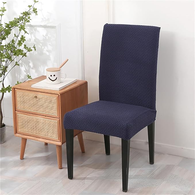 Elastic Jacquard Chair Cover (Navy Blue)