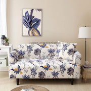Universal Stretchable Sofa Cover-Beige Blue Butterfly
