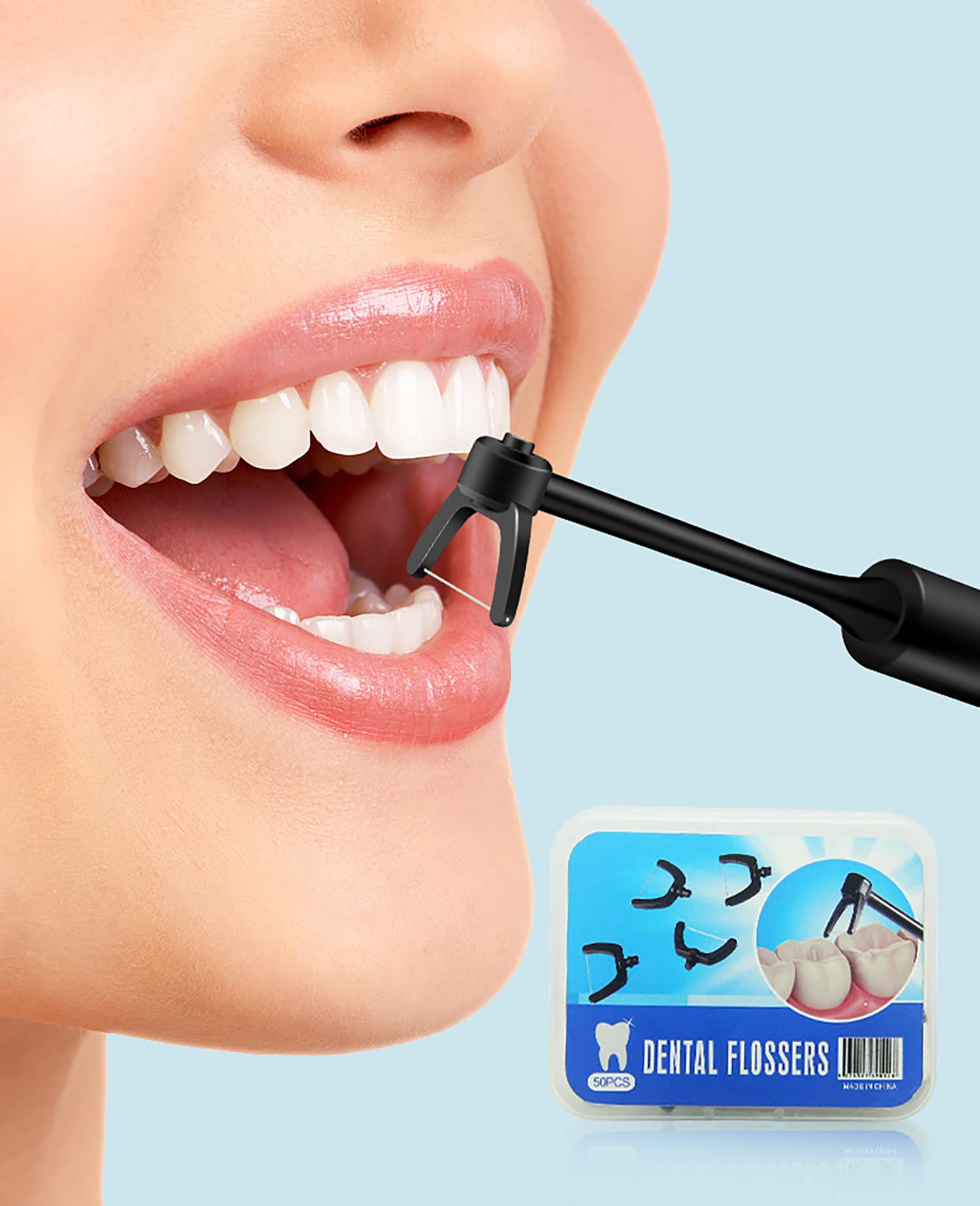 Electric Floss Smart Flosser for Teeth Cleaning Cordless (Black/Silver)