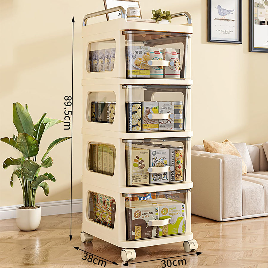 Slim Drawer Rolling Storage Cabinet – Plastic Organizer (Cream)