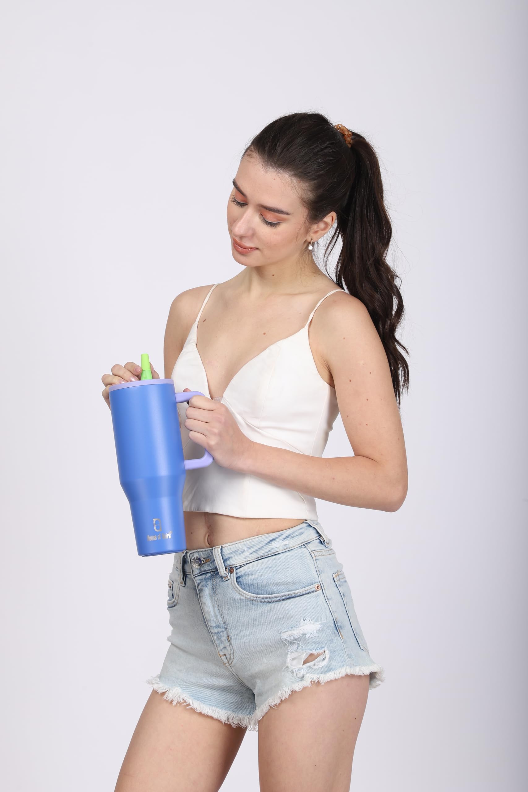 1200ML Tumbler with Handle & Simple Flip Straw