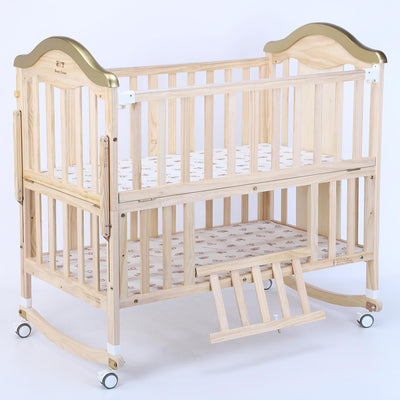 9 in 1 Convertible Baby Crib Bamboo Cot (Beige)