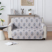 Mughal Series Anti-Slip Sofa Cover Mat with Pocket – Polyester Couch Protector(Beige Wildflower)