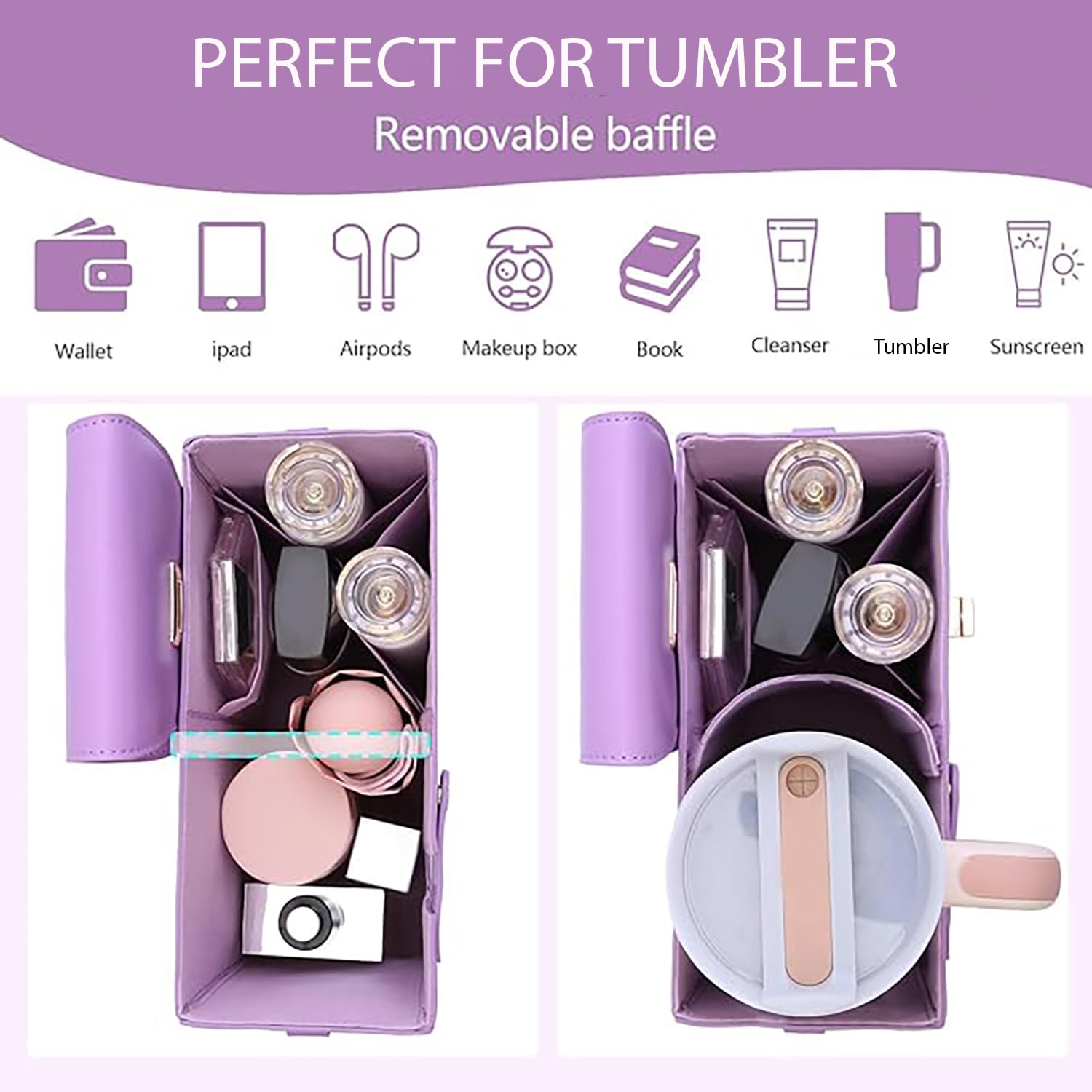 Crossbody Tumbler Holder with Purse Compartment