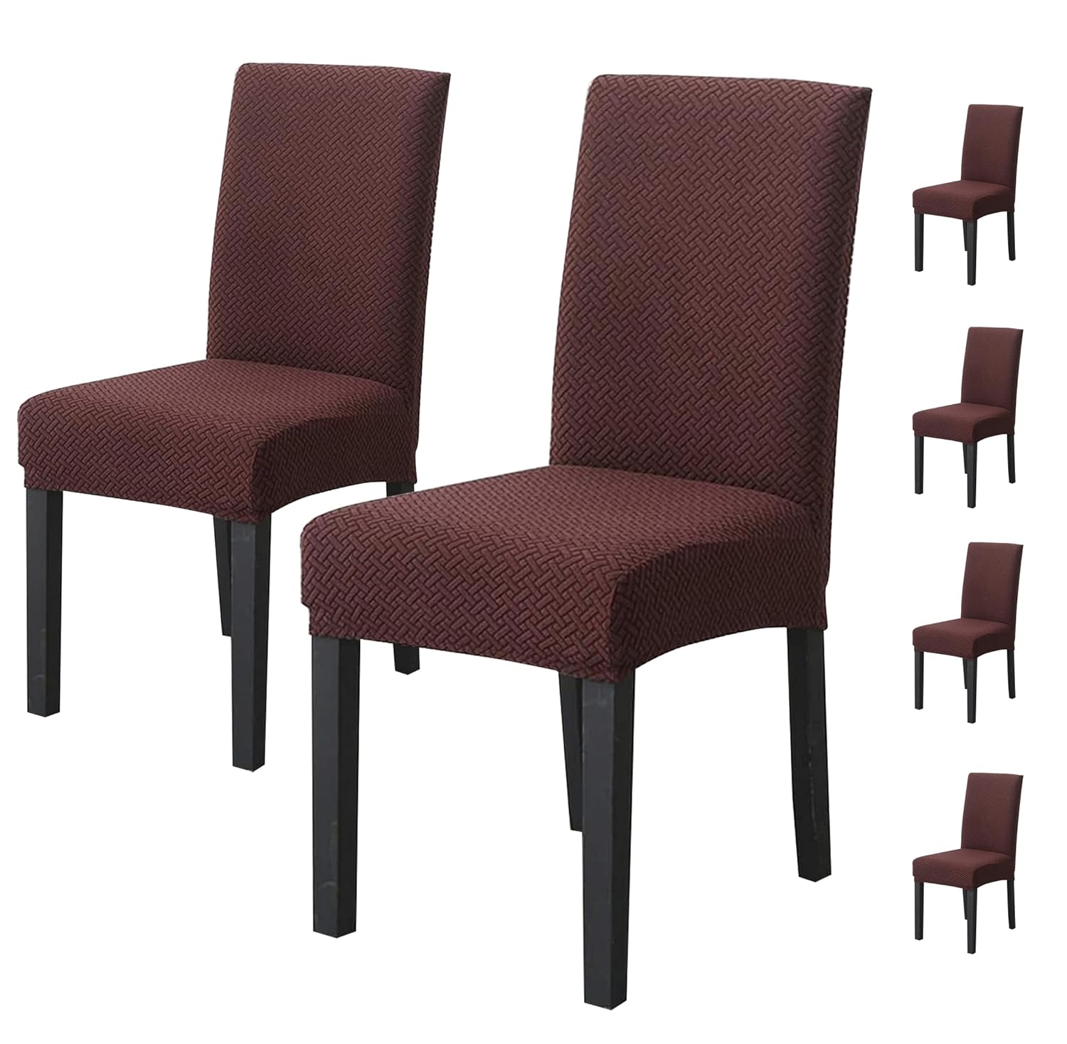 Elastic Jacquard Chair Cover Stretch Removable Washable (Dark Brown)