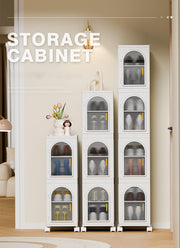 3-Layer Slim Bathroom & Kitchen Storage Cabinet with Transparent Drawers and Wheels – White