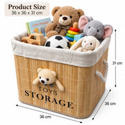 Bamboo Foldable Laundry Basket with Removable Lining - Teddy