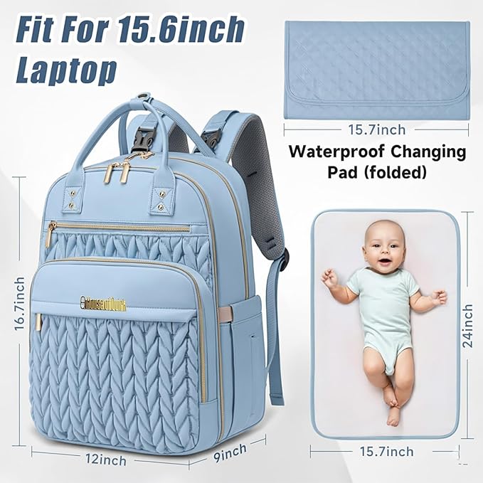 Diaper Bag Backpack for Baby – Waterproof Travel Baby Bag with Changing Pad
