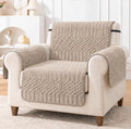 Ridge Plush Sofa Cover Floral Design - Almond