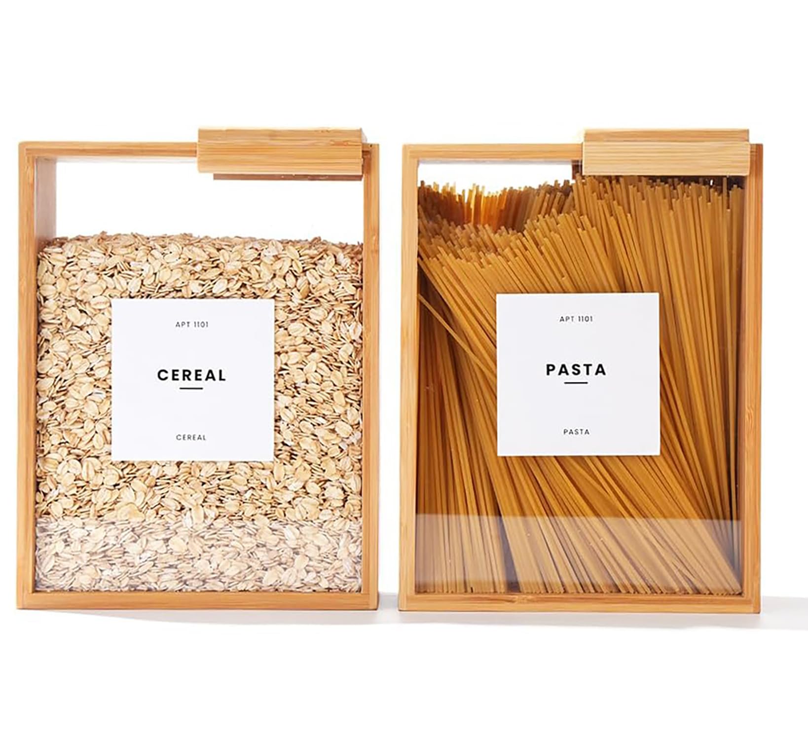 3.5L Bamboo Food Dispenser with PVC Door – Stylish, Easy-Clean Storage for Kitchen Essentials