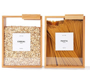3.5L Bamboo Food Dispenser with PVC Door – Stylish, Easy-Clean Storage for Kitchen Essentials
