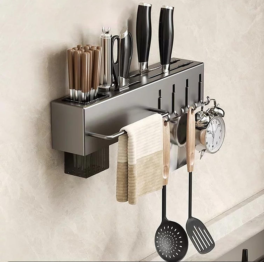 Condiment Knife Rack Holder, With 4 Hook Wall Mounted