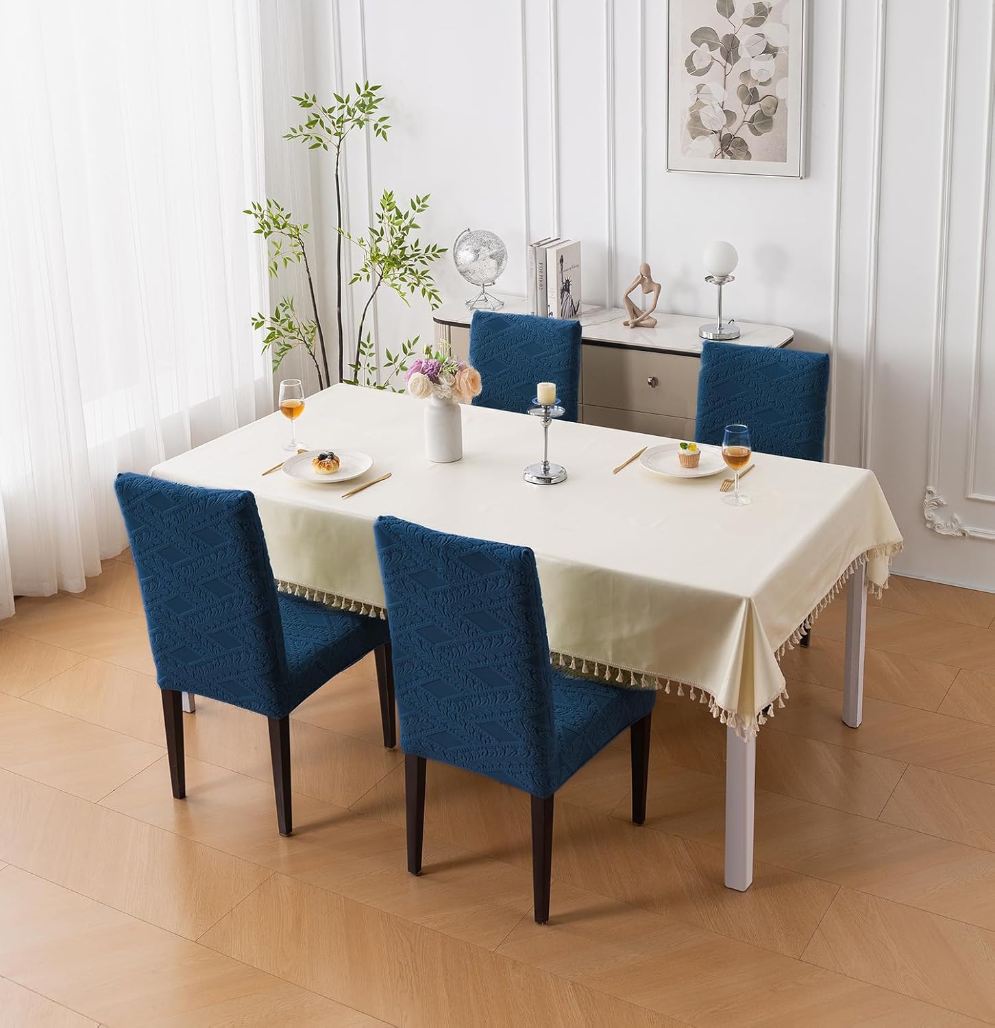 Stretchable Jacquard Chair Cover – 220 GSM-Navy