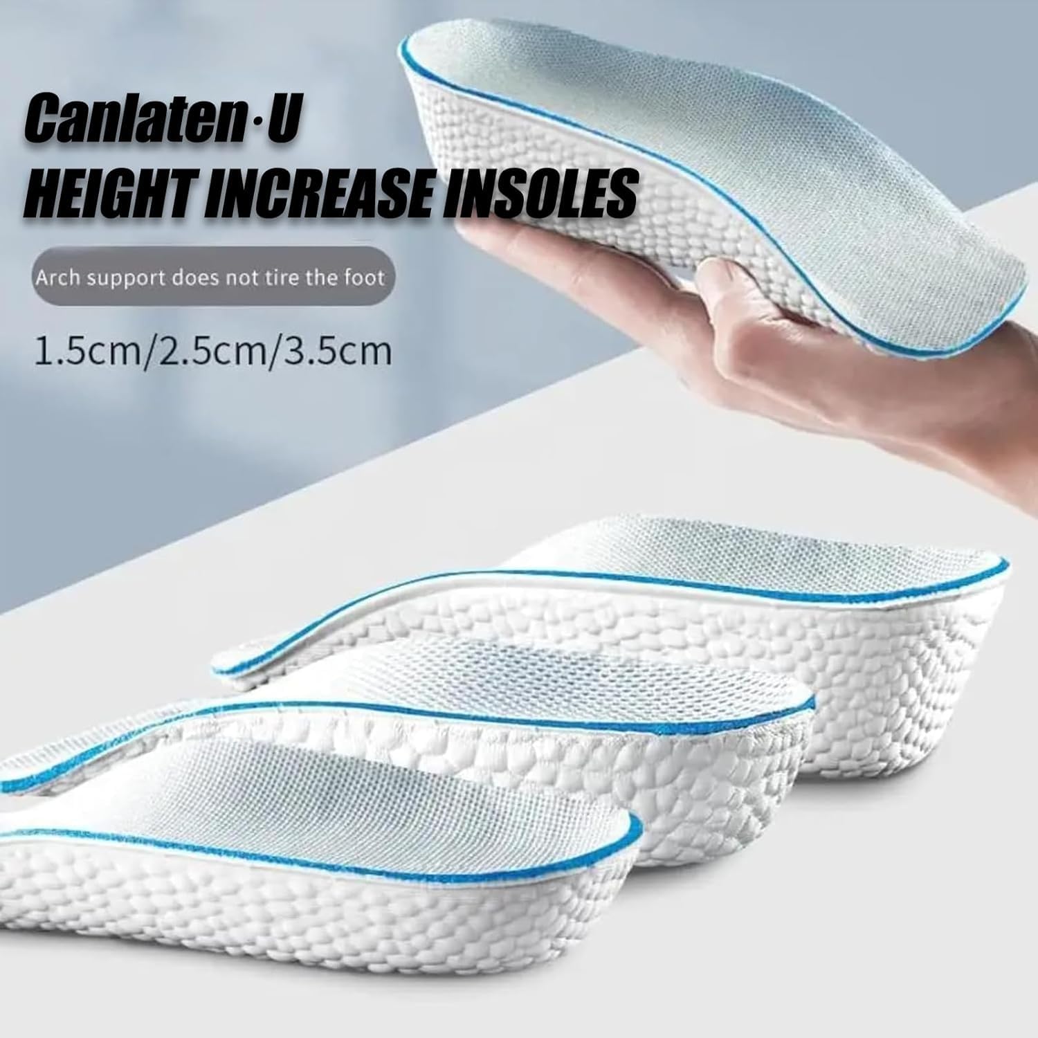 Height Increase Insoles – 1 Pair Orthopedic Heel Lift Inserts for Men & Women (Grey)