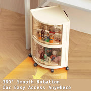Foldable Triangular Storage Cabinet with Wheels (Cream)