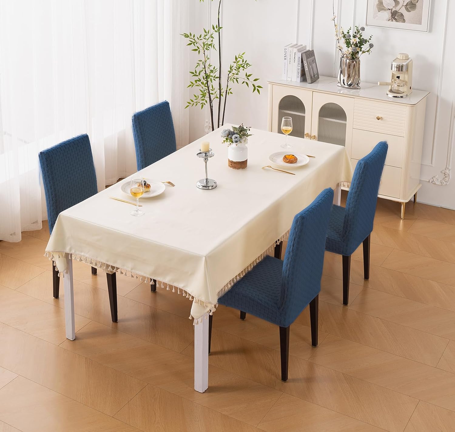 Stylish Jacquard Dining Chair Cover – 220 GSM (Navy Blue)