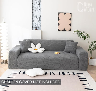 Universal Jacquard Leaf Texture Fabric Sofa Cover-Charcoal