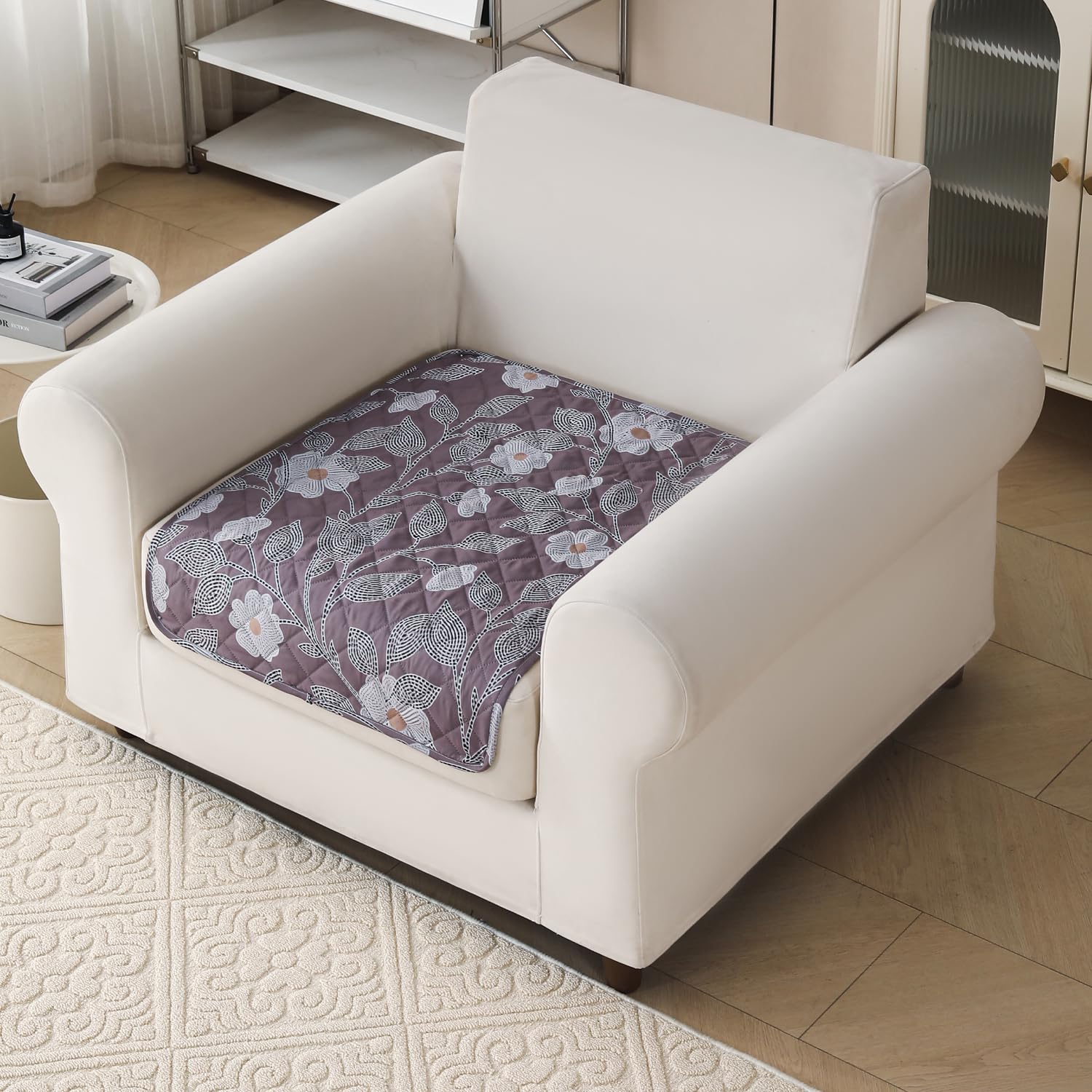 'Gulnaar Series' Printed Quilted Sofa Cover for 1/2/3/4 Seater – Anti-Slip (Walnut Noir)