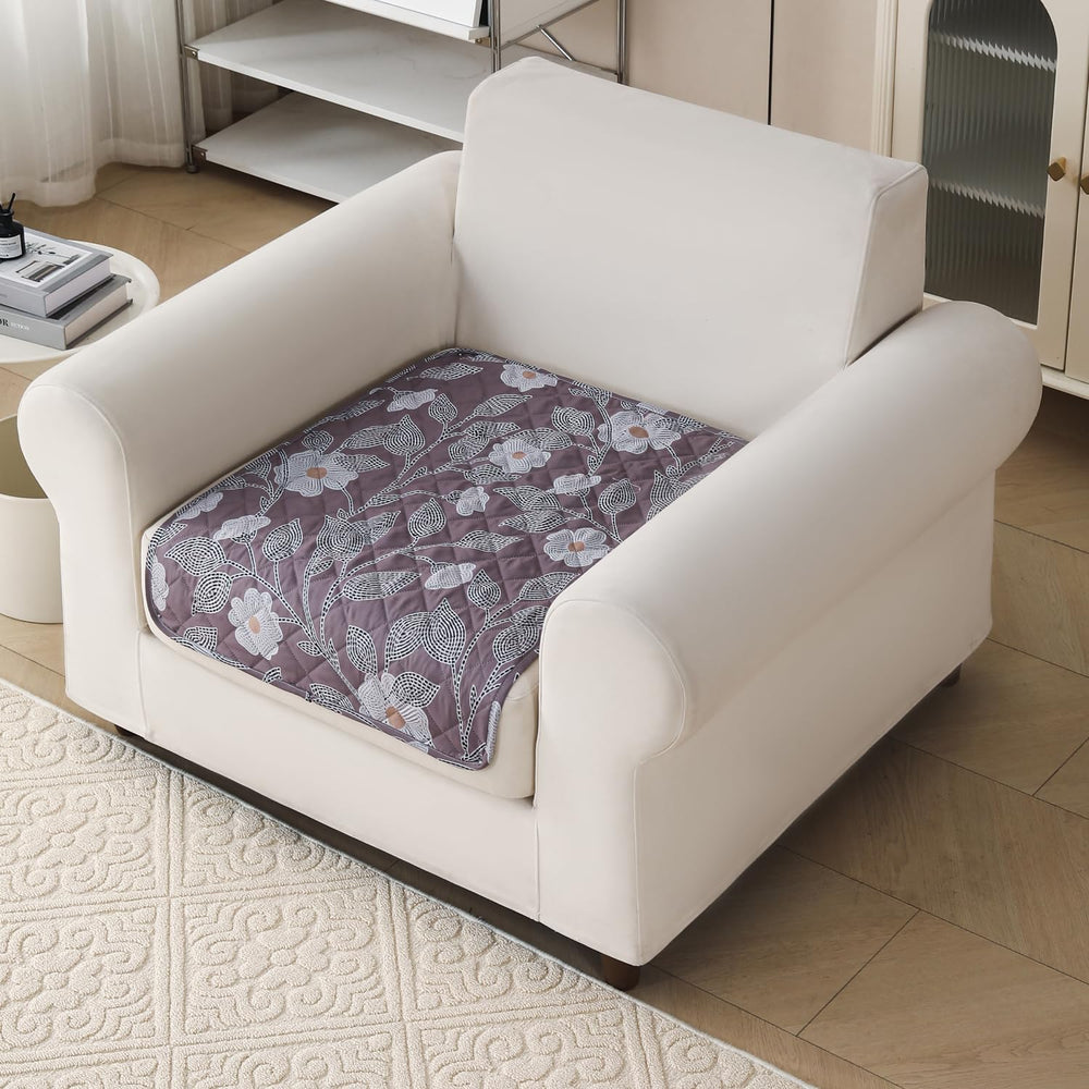 'Gulnaar Series' Printed Quilted Sofa Cover for 1/2/3/4 Seater – Anti-Slip (Walnut Noir)