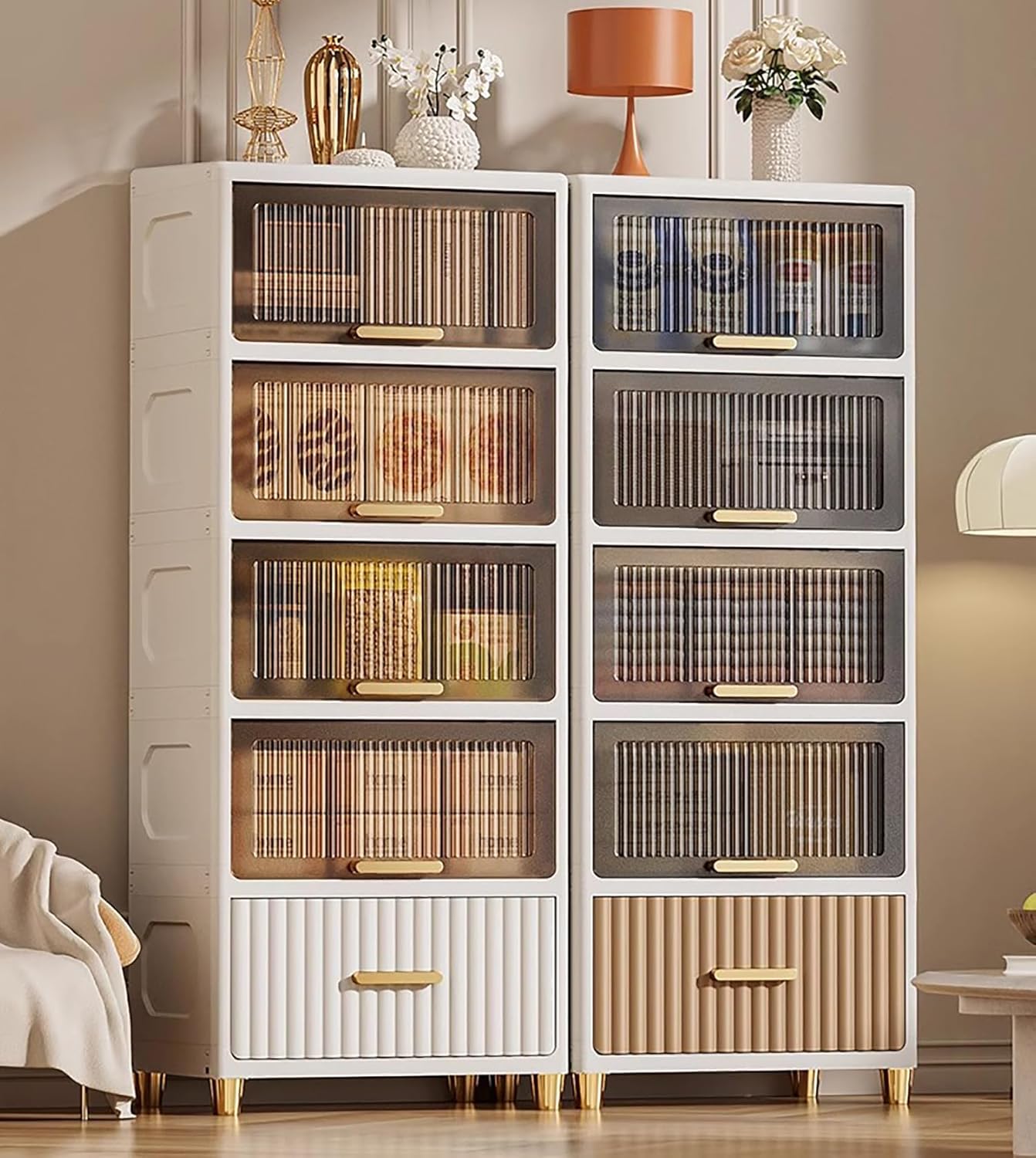 Bathroom Storage Cabinet – Freestanding Organizer with Drawers & Shelf (White,6 Layer 50CM)