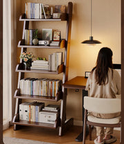 5-Tier Wooden Ladder Bookshelf - Brown 5-Tier