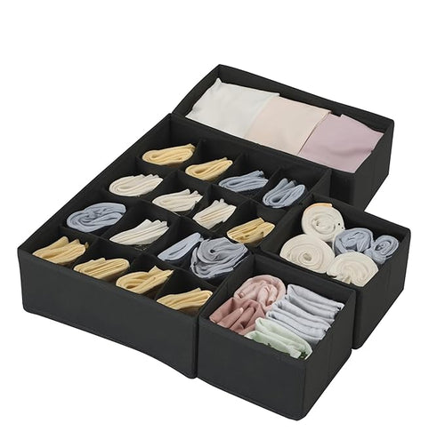 Fabric Utensils Storage Box Set Of 4 (3 Box + 1 Slot Organizer)