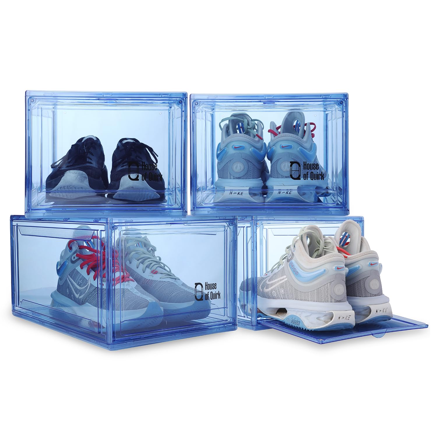 Shoe Organizer, Shoe Storage Boxes with Magnetic Door (Blue)