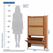 Wooden Narrow Shoe Cabinet with Breathable Doors - Brown