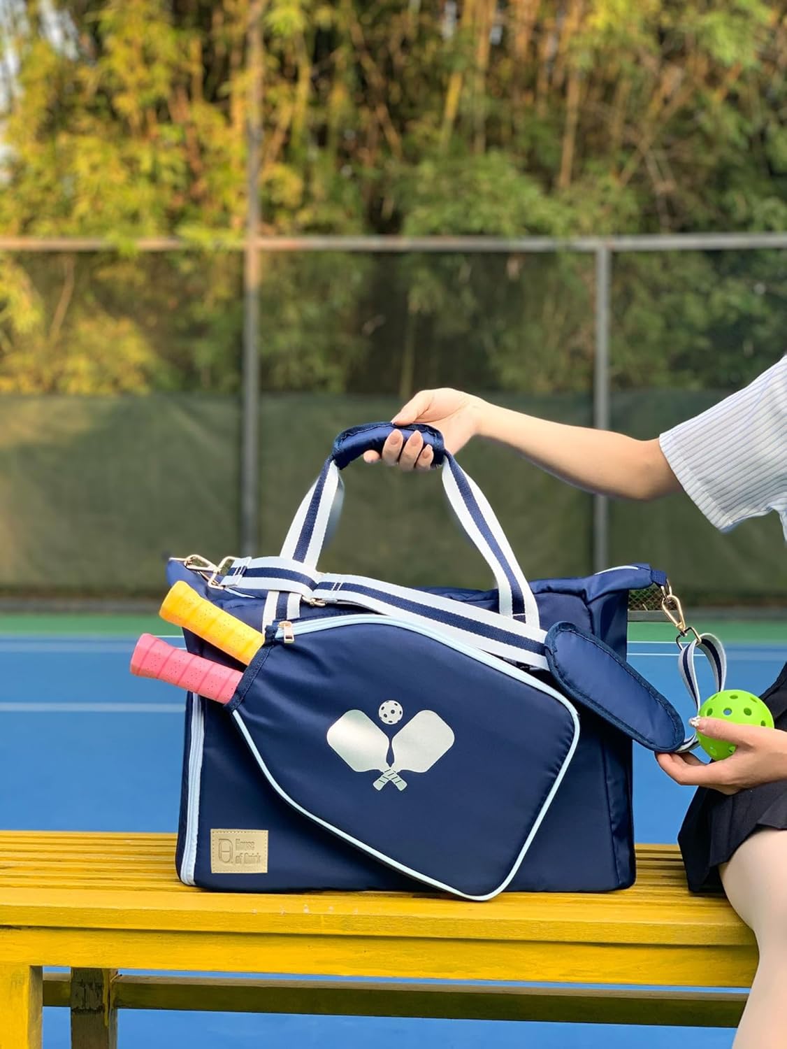 Neoprene Pickleball & Tennis Racket Bag – Large Sling Tote with Strap (Blue)