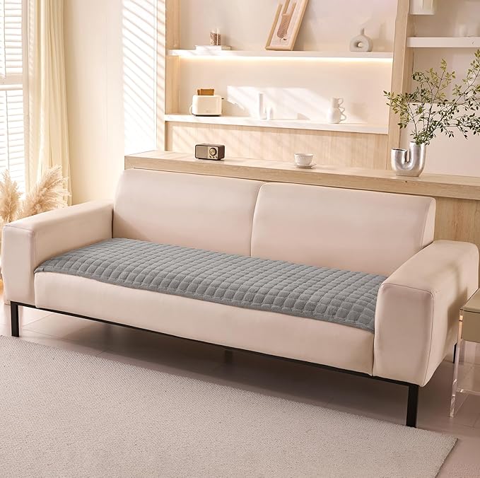 1/2/3/4 Seater Sofa Cover Velvet Check (Grey Checked)