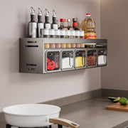 4 Slot Condiment Rack Holder, Wall Mounted & Countertops Organizer