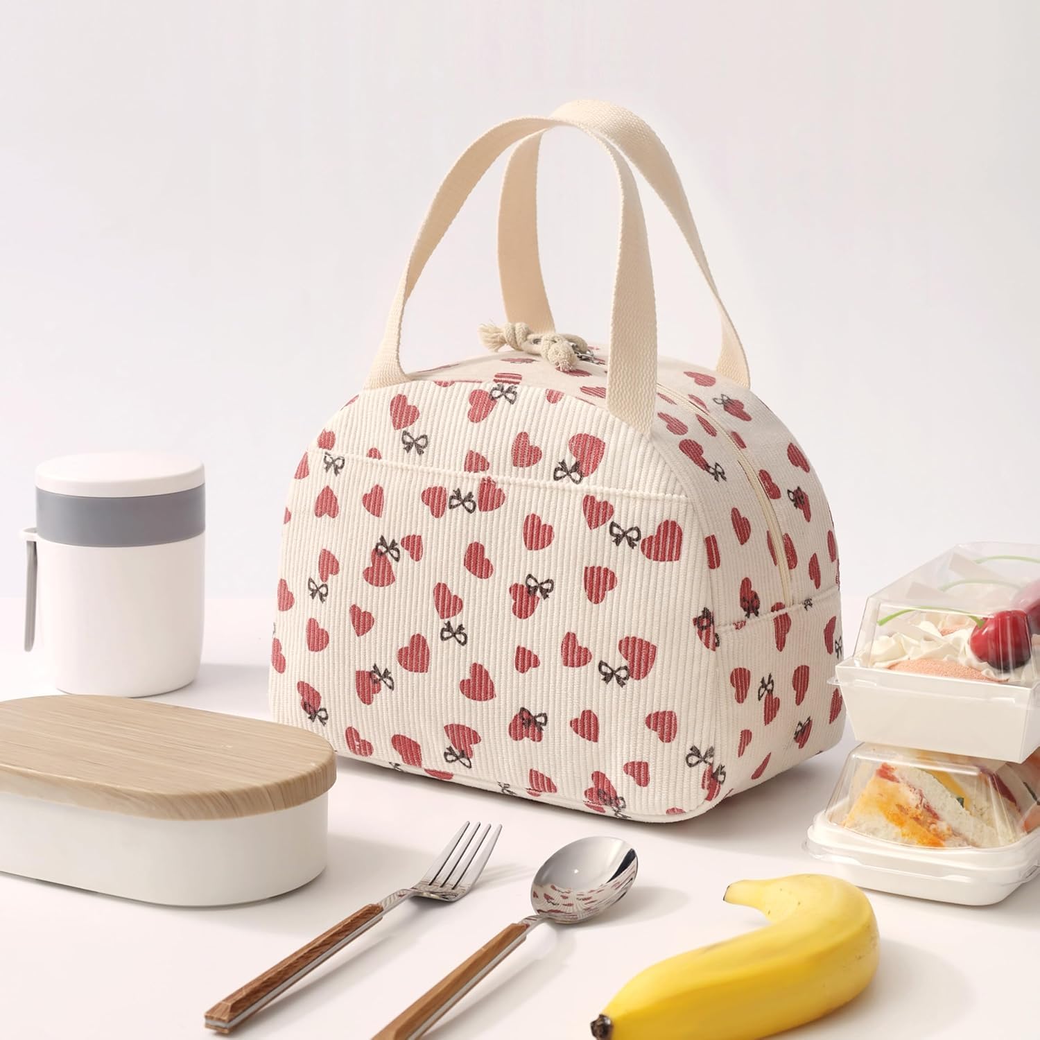 Corduroy Insulated Lunch Bag – Reusable Thermal Tote for Office, Picnic & Travel