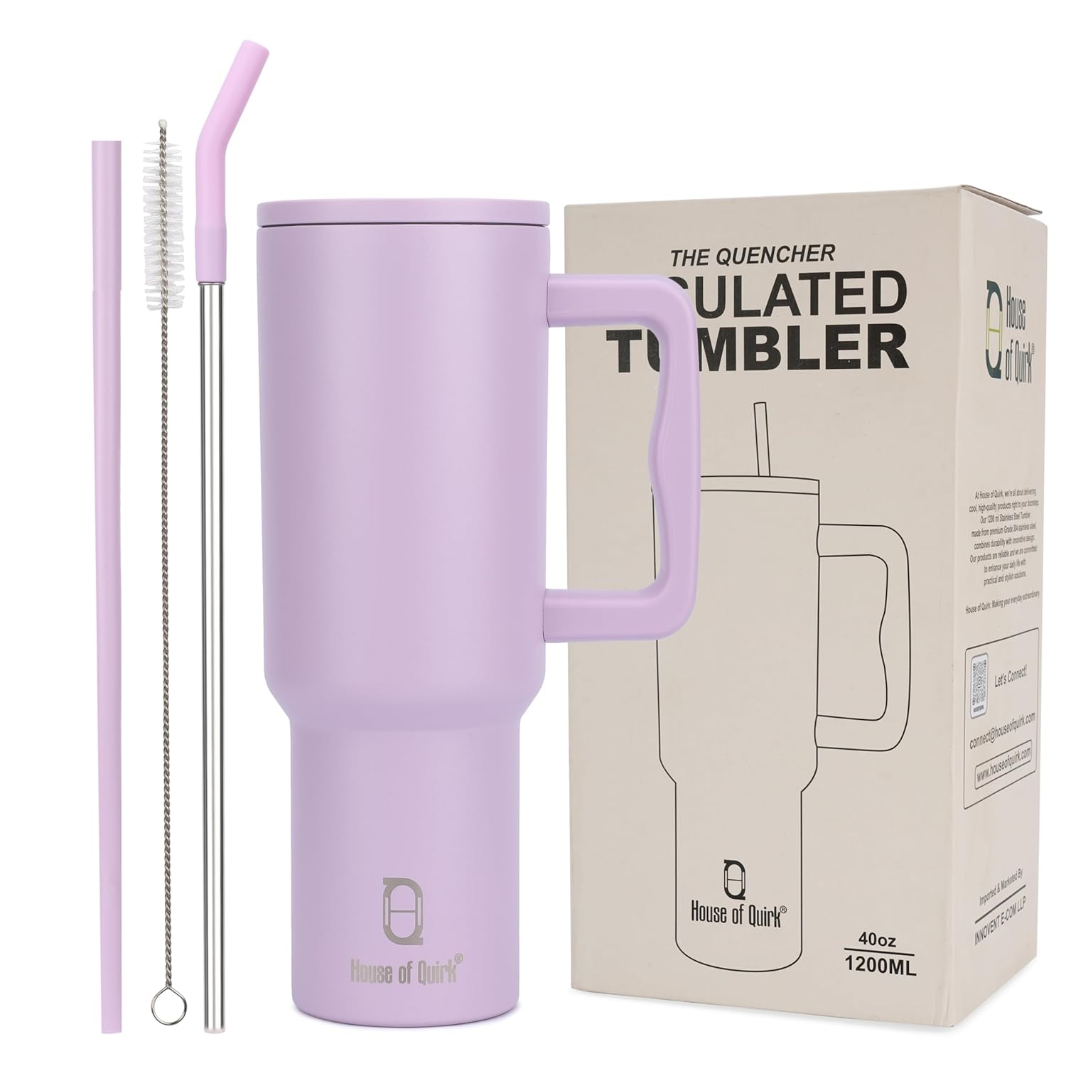Stainless Steel Vacuum Insulated Tumbler with Straw and Lid & Handle - (1200 ML)
